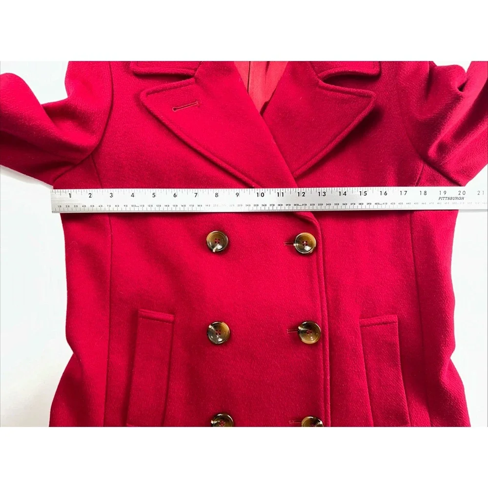 Kristen Blake Thick Wool Pea Coat Double‎ Breasted Red Tailored Women's